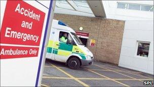 Ambulance at hospital (generic image)