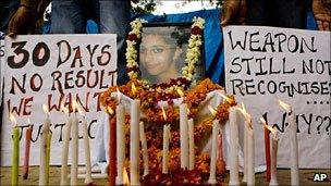 File picture of protest demanding justice for murdered Delhi schoolgirl Aarushi Talwar