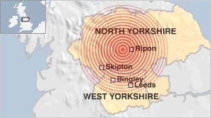 Ripon earthquake locator map