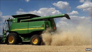 Wheat harvester in Australia