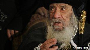 Pope Shenouda at a news conference in Cairo, 2 Jan