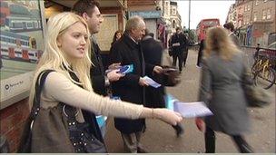 Labour supporters and Ken Livingstone leaflet people