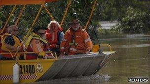 Emergency workers on boat in Rockhampton, Queensland