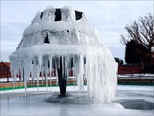 Frozen fountain in Nottinghamshire