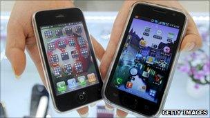 Galaxy S mobile phone and Apple's iPhone 3G