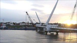 Peace bridge under construction