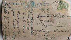 Postcard sent to Pte Wolstencroft