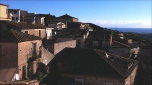 View of Riace with sea in distance