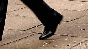 Cigarette butts on the street