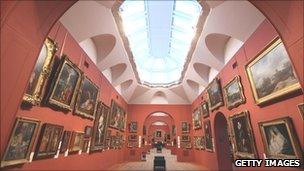 An interior view of the permanent collection of old master paintings in Dulwich Picture Gallery, which is celebrating its bicentenary