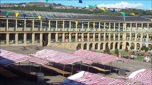 Market stalls at Halifax Piece Hall