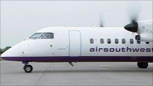 Air Southwest plane at Plymouth Airport