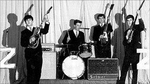 The Zodiacs play the Memorial Hall, Aberdare, in December 1964 - Phil Pendry, Peter Lipscombe, Roger Davies and Paul Wyatt