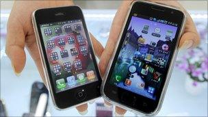 Samsung Galaxy and iPhone