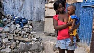 Fabula and her son in Port-au-Prince, Haiti