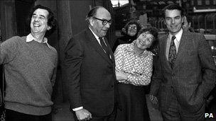 William Rogers, Roy Jenkins, David Owen and Shirley Williams in Limehouse