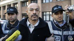 Police escort Dr Yusuf Sonmez to court in Istanbul, 12 January