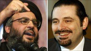 Hassan Nasrallah and Saad Hariri