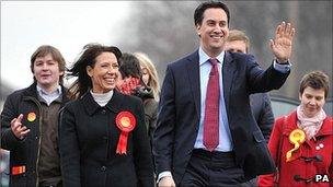 Ed Miliband out campaigning with victorious Labour candidate Debbie Abrahams