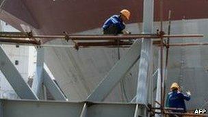 File image of workers at Vinashin shipbuilding factory in Haiphong on 6 May 2010