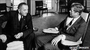 Lyndon Johnson and John F Kennedy