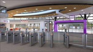 Artist's impression of interior of Peterborough railway station