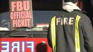 Firefighters on strike in October 2010