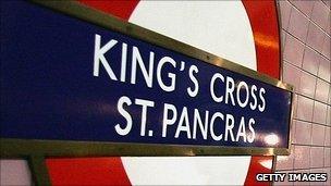 A Tube sign at King's Cross St Pancras station