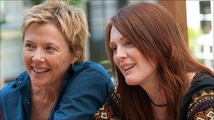 Annette Bening (l) and Moore (r) play lesbian parents Nic and Jules