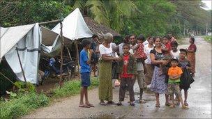 Families living in makeshift tents in Anuradhapura