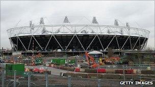 London 2012 Olympic Stadium under construction