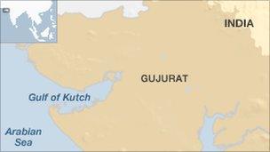 Map showing Gulf of Kutch