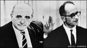 Klaus Barbie in Bolivia in 1972 and Adolf Eichmann (right) on trial in Jerusalem in 1961