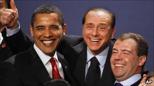 President Barack Obama, Italian Prime Minister Silvio Berlusconi and Russian President Dmitry Medvedev