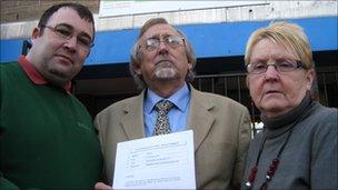 From left, Andrew Roddison and Clive Hartley, from Rotherfed and tenant Mary Jacques