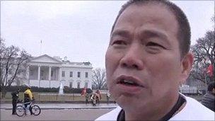 Wang Yongli outside the White House