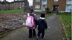 Boy and girl on estate