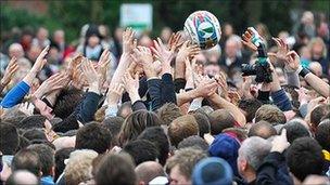 Ashbourne Shrovetide Football game