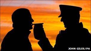 Breathalyser test. Pic: John Giles/PA