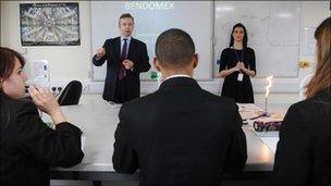 Michael Gove with pupils