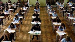 Students taking exam