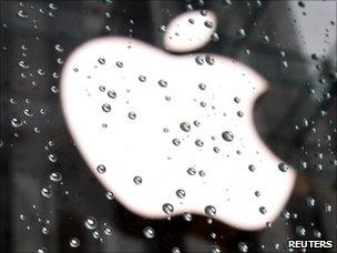 Apple logo in the rain, Reuters