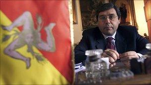 File photo of Salvatore Cuffaro in Palermo, 2002