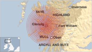 Locator map of Glenuig earthquake