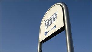 Supermarket shopping trolley sign