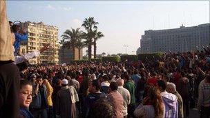 Protest at Tahrir square, 25 January 2011, Photo: Courney Graves