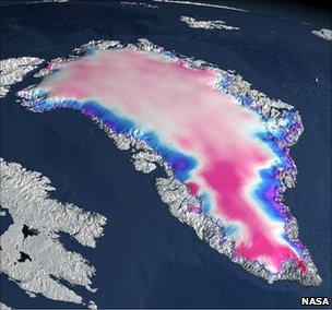 Satellite imagery of Greenland icecap