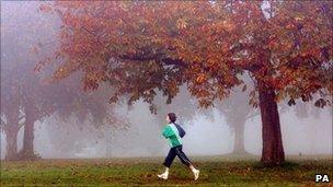 Jogger runs on the Downs