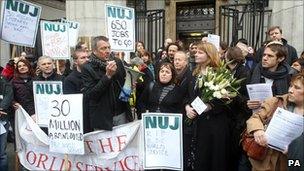 Protesters outside World Service HQ