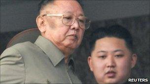 Kim Jong-il, left, with youngest son Kim Jong-un October 10, 2010